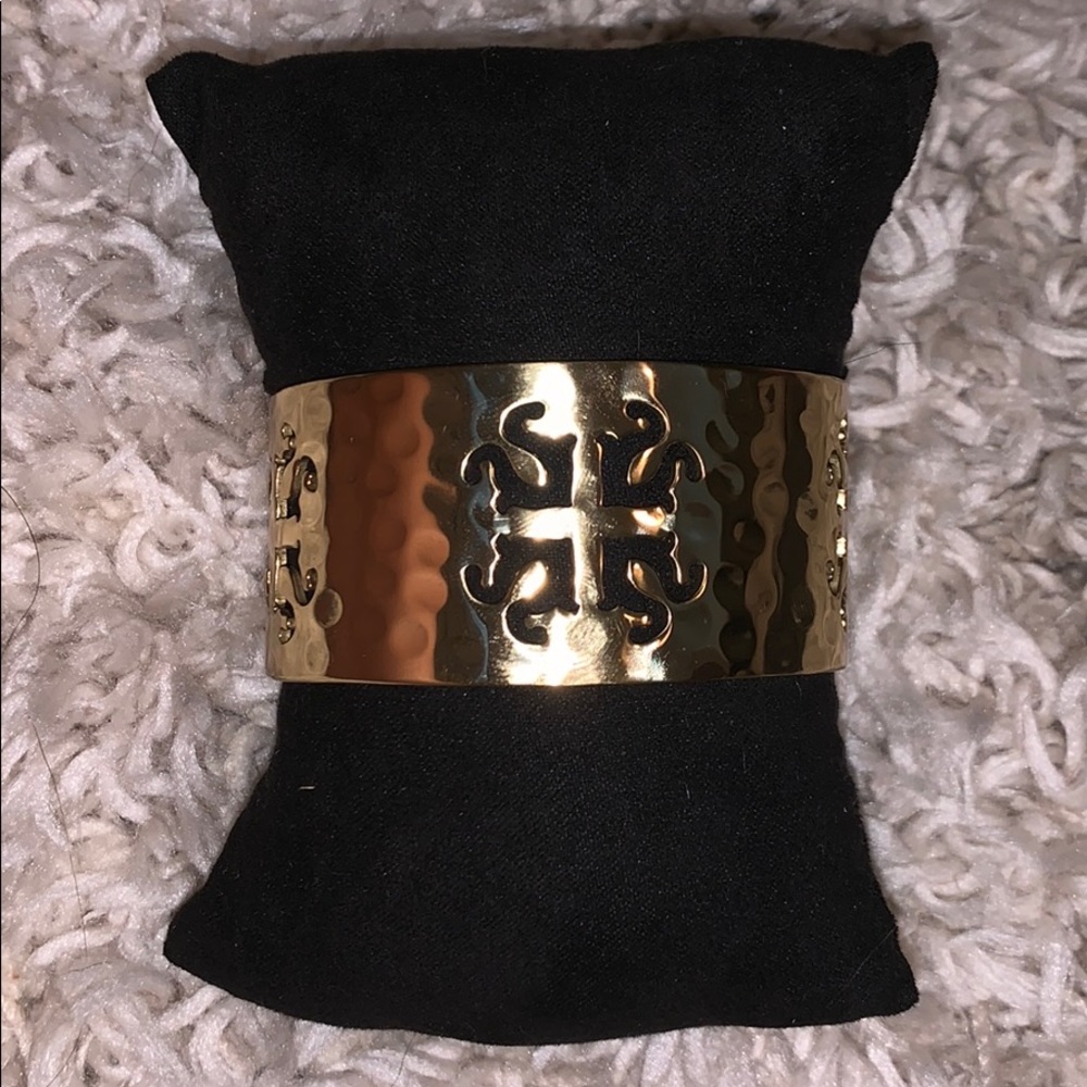 Adjustable Gold Rustic Cuff Cut Out - image 1